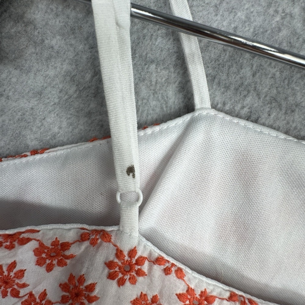 Mi Ami Floral Print Mini Dress Size M White Orange Cotton Lined Spaghetti Strap - Picture 8 of 13